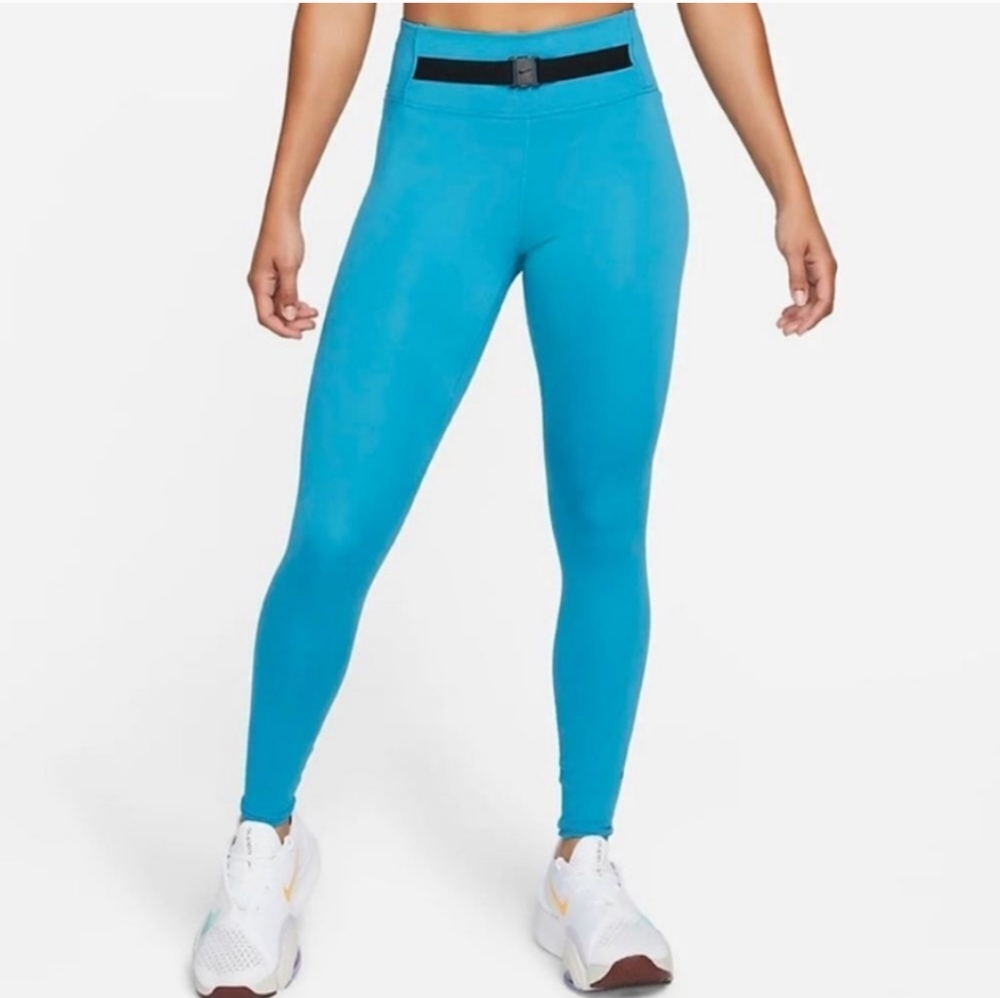 Nike Dri-FIT One Luxe Buckle Women's Size S Cyber Teal Mid-Rise Leggings